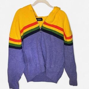 Cider Multicolor Striped Zip-Up Sweater